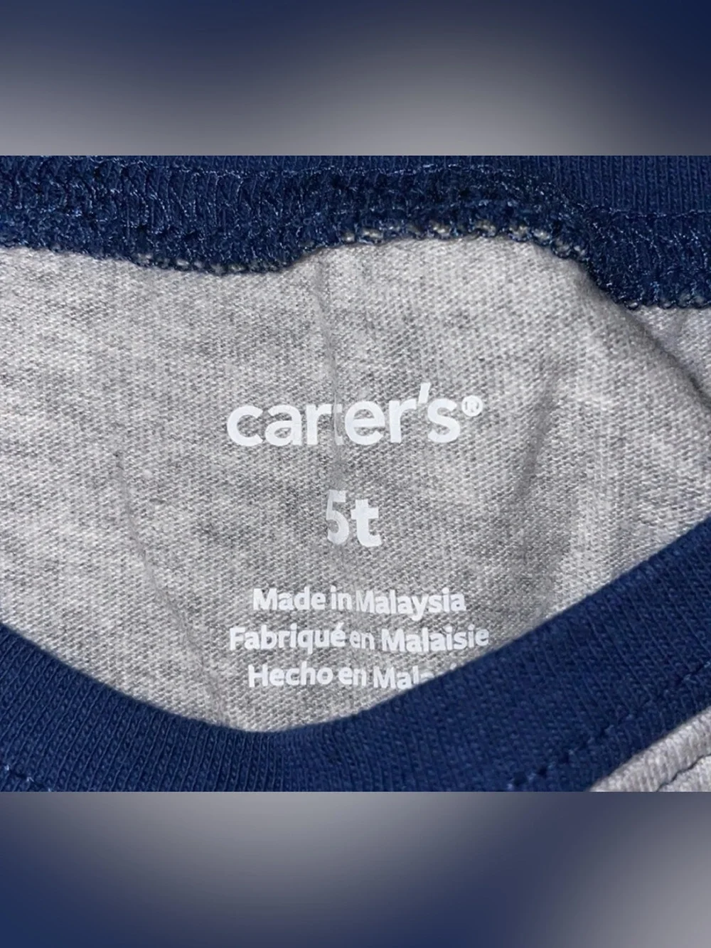 Carter's Gray Tee with Navy Pocket & Surfing Dino Print